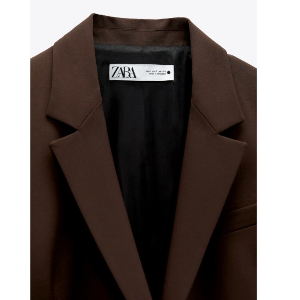ZARA NEW WOMAN STRAIGHT CUT BLAZER WITH POCKETS BROWN 2600/645 XS-XXL - Picture 5 of 11